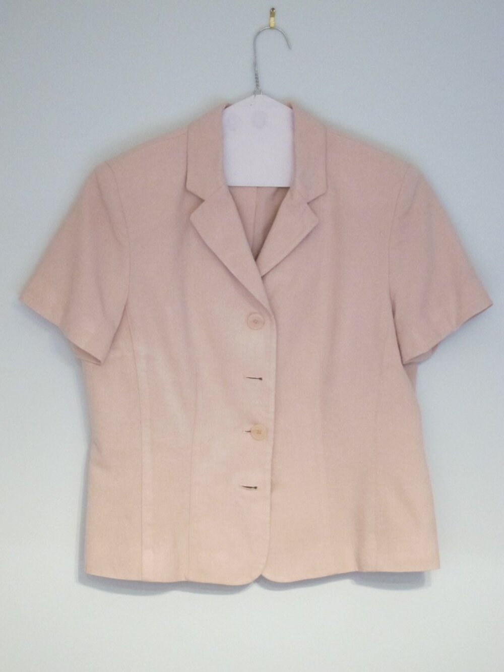 Talbots Pale Pink Lined Rayon/Linen Short-sleeved Suit Jacket